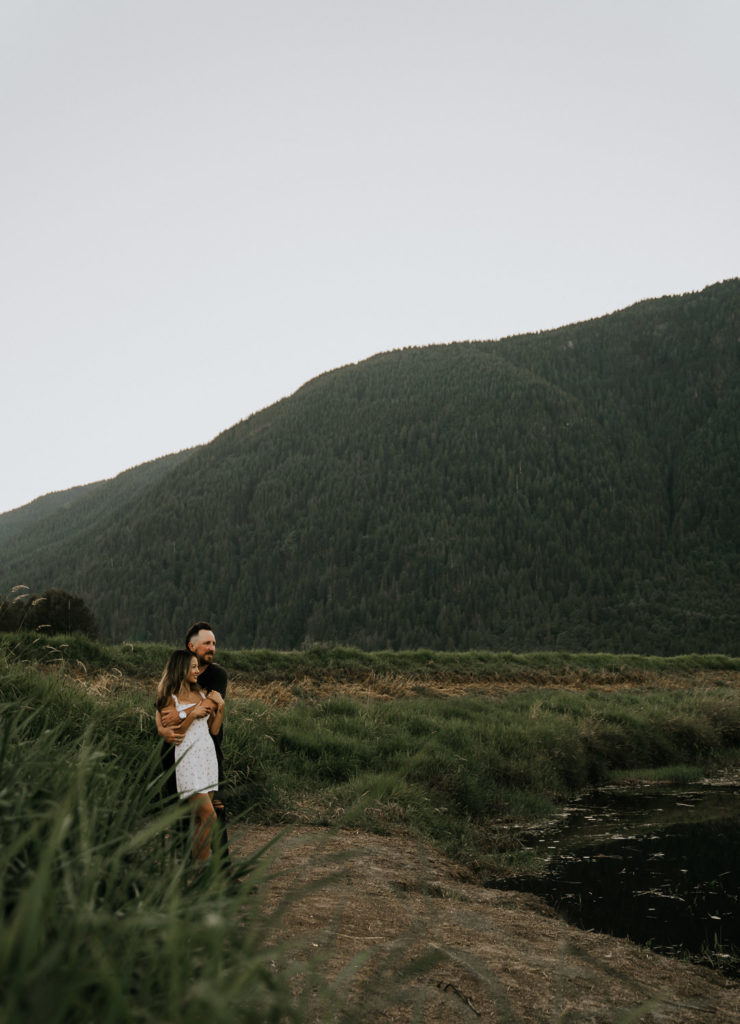 Flower throw during engagement session