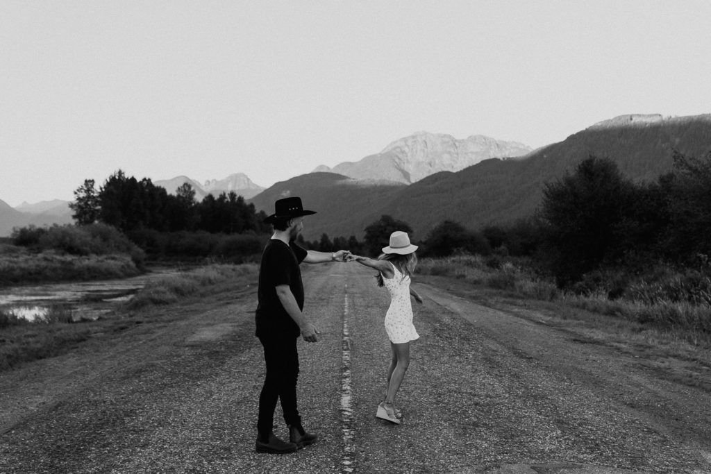 Couple dancing on the mountain