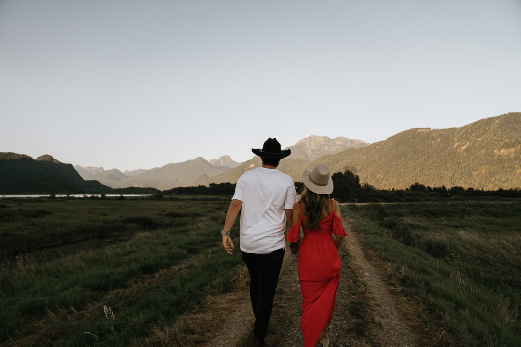 Engaged couple at pitt lake