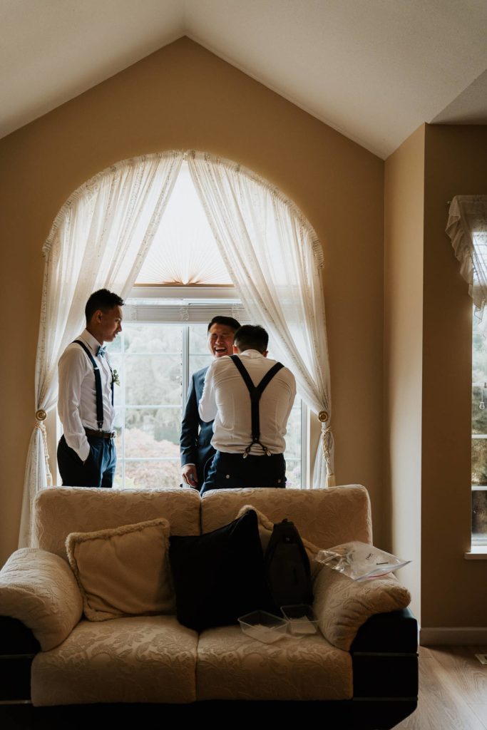 Groom Groomsmen Laughing Getting ready vancouver
